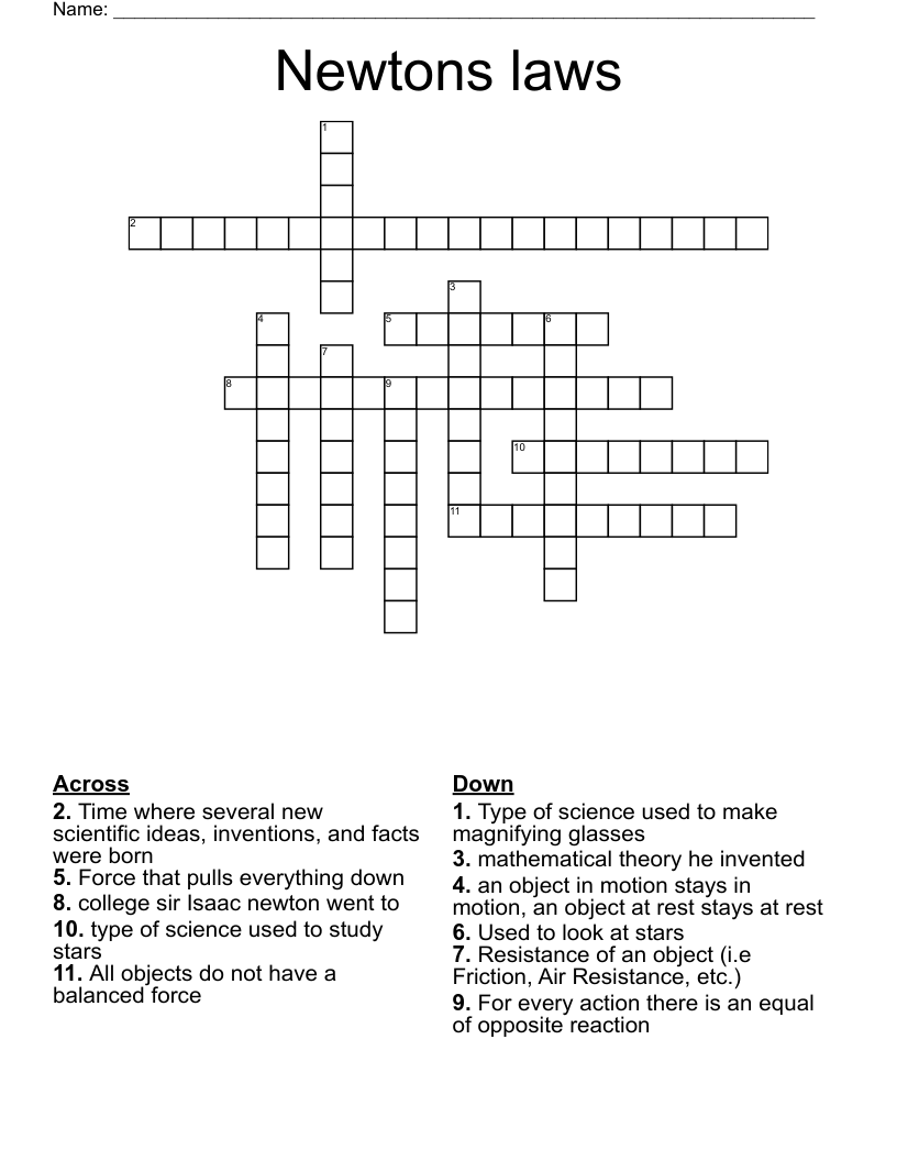 Isaac Newton Crossword WordMint