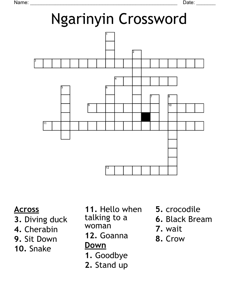 Ngarinyin Crossword