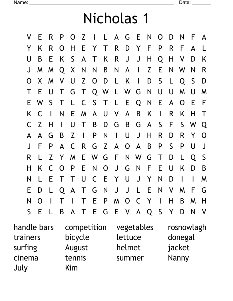 Nicholas 1 Word Search