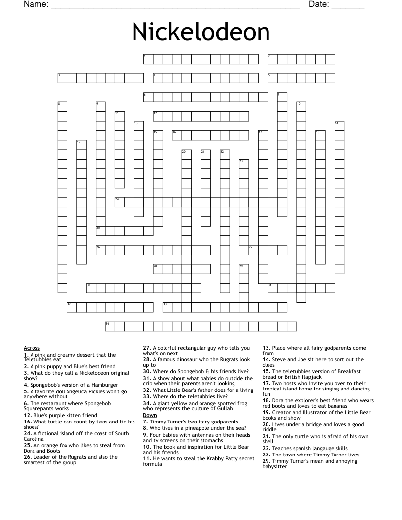 All About Nickelodeon Word Search Wordmint Nickelodeon Characters 