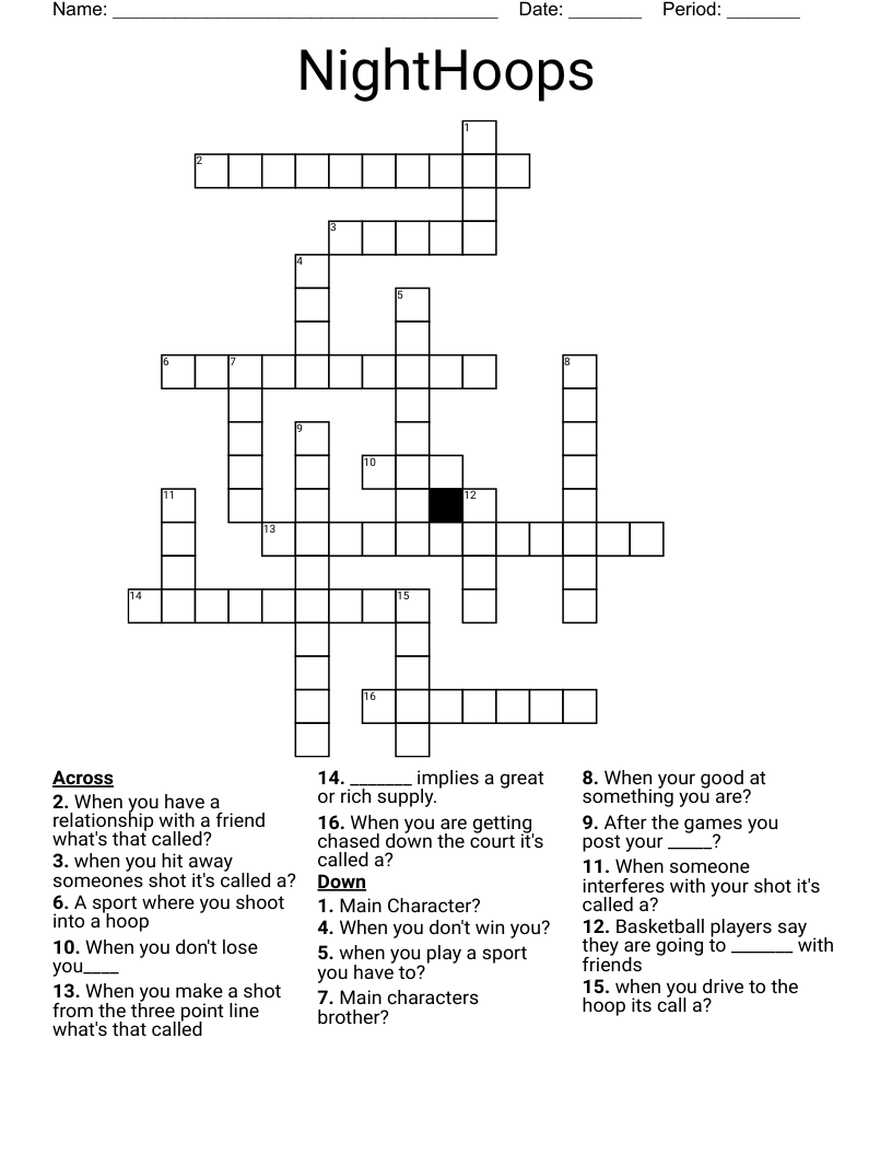 NightHoops  Crossword