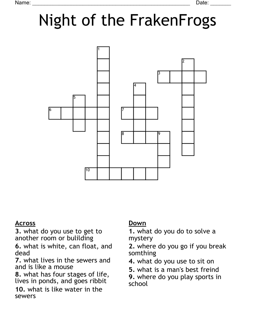 Night of the FrakenFrogs Crossword