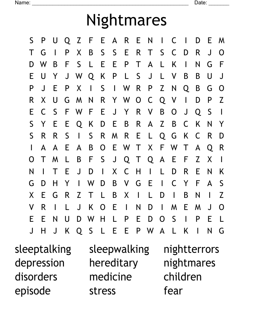 Nightmares Word Search