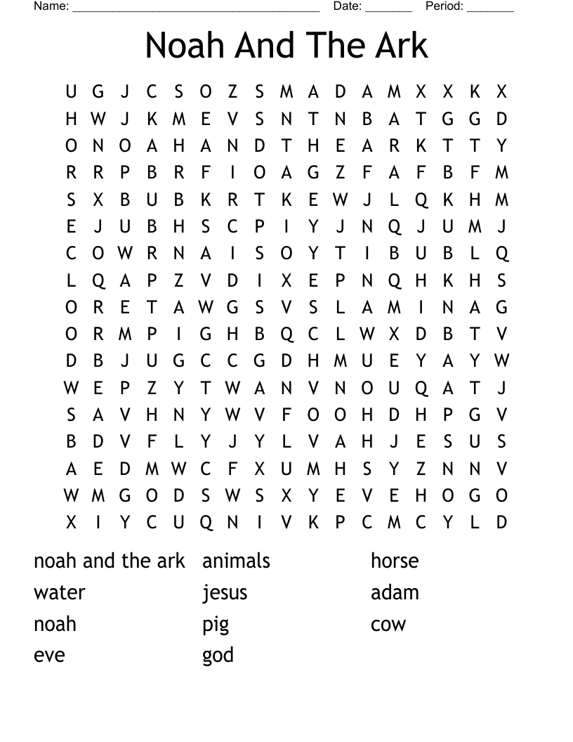Noah And The Ark  Word Search