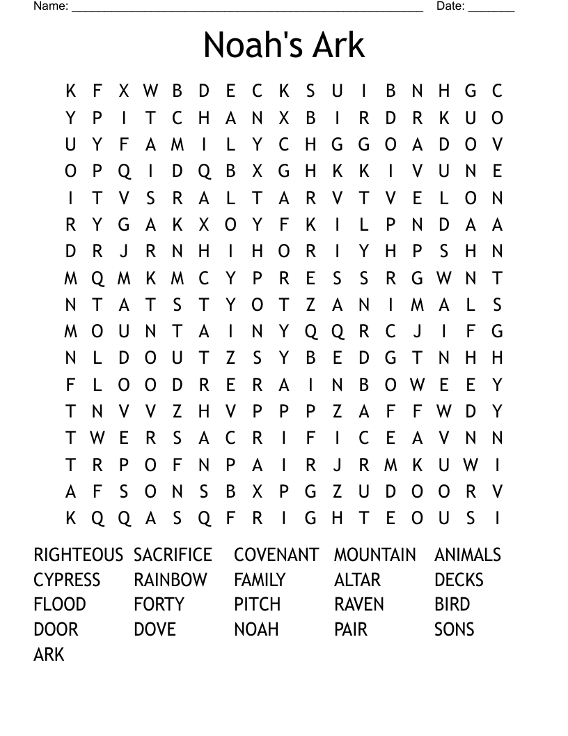 Noah s Ark Word Search WordMint