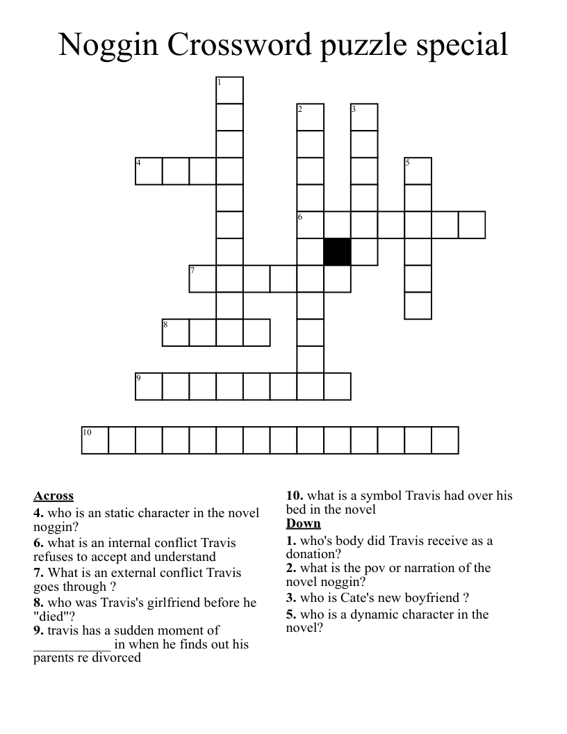 Noggin Crossword Puzzle Special WordMint