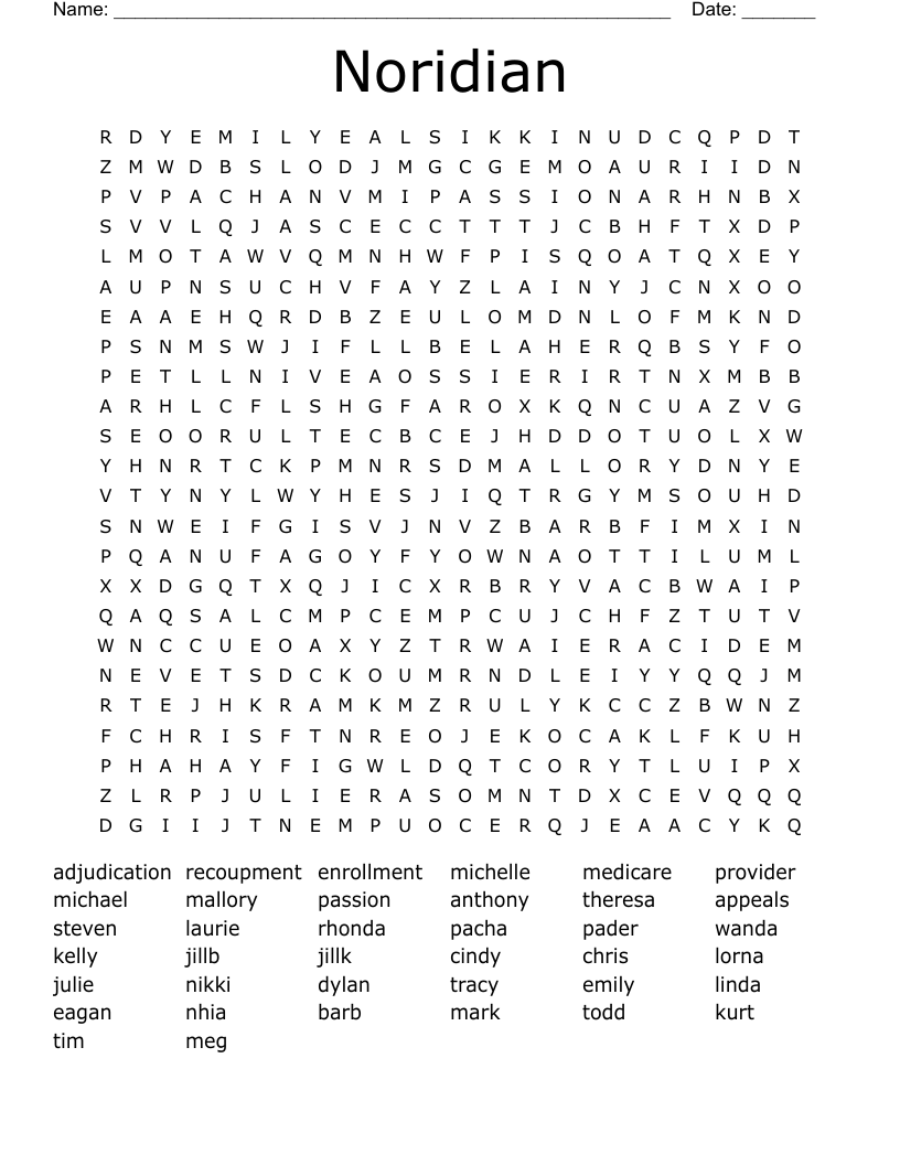Noridian Word Search
