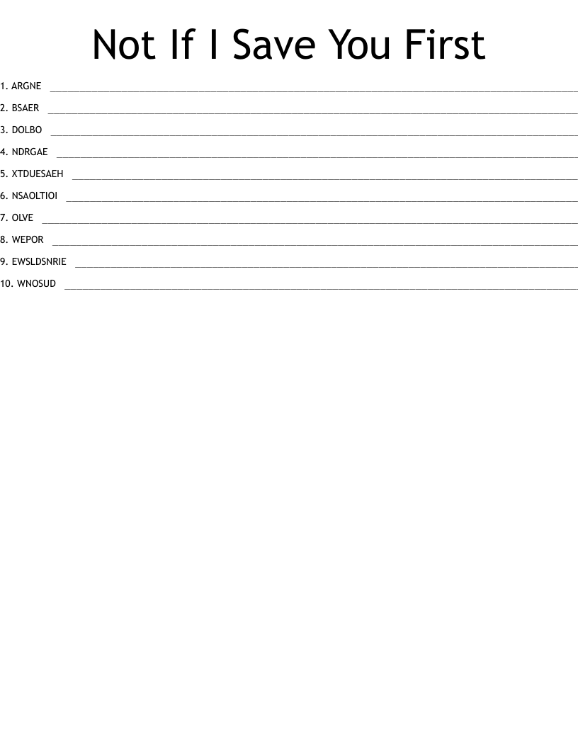 Not If I Save You First Word Scramble
