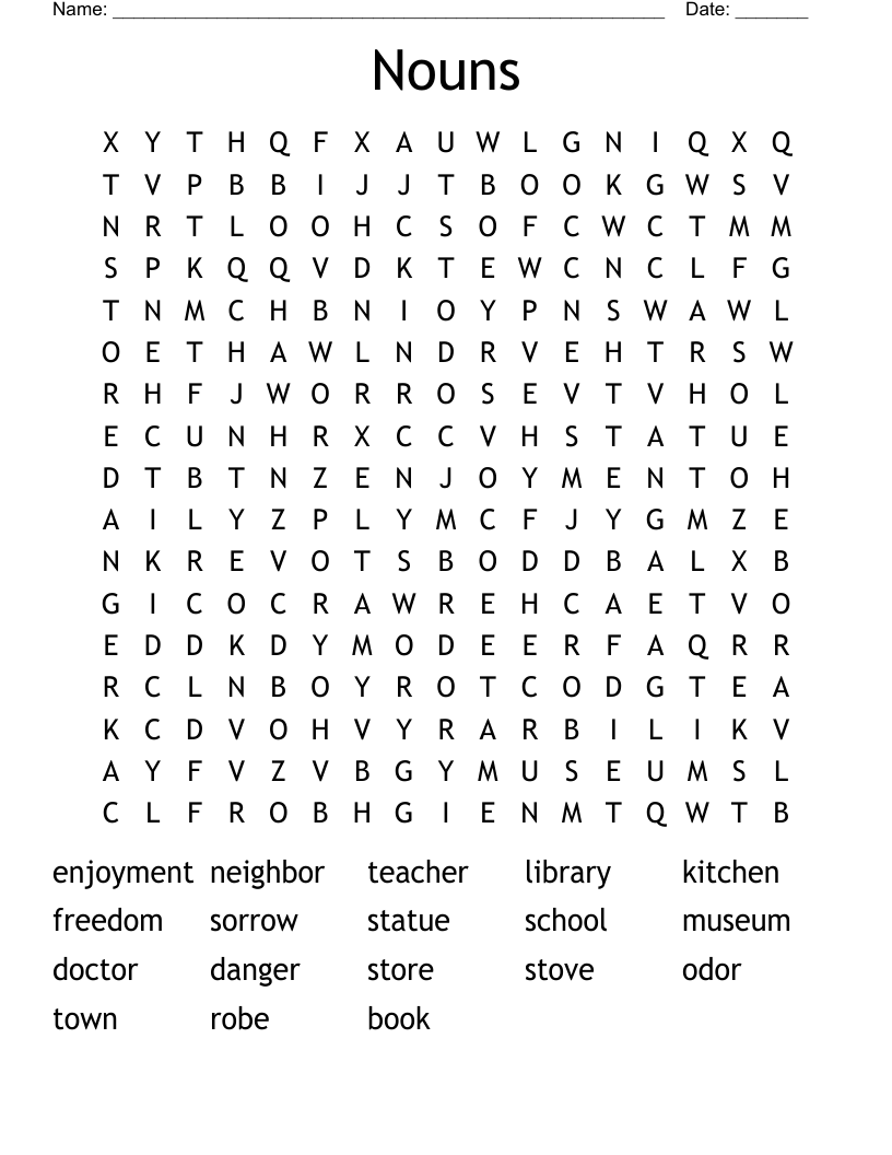Nouns Word Search