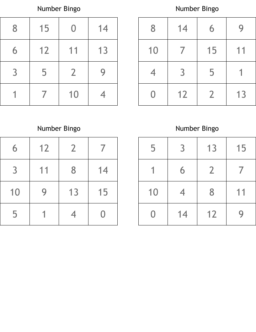 Number Bingo