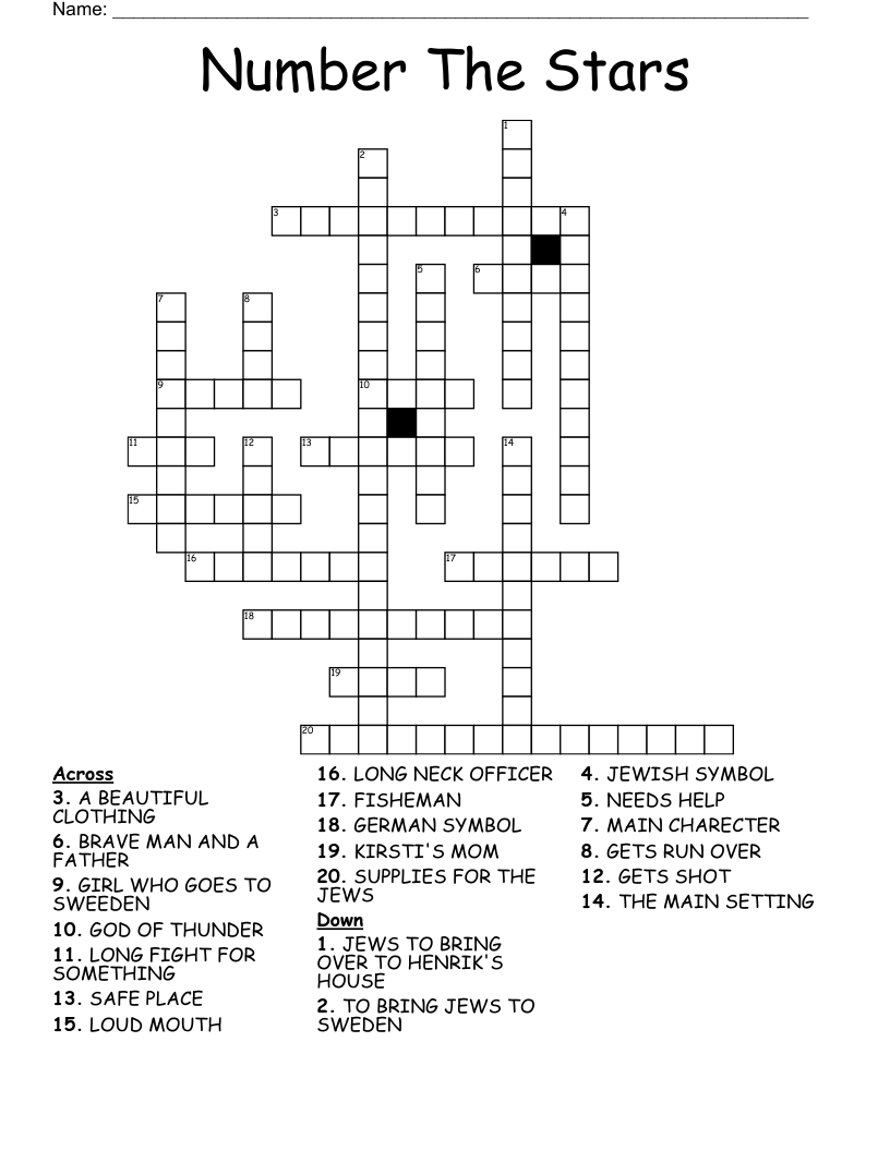 Number The Stars Crossword - WordMint