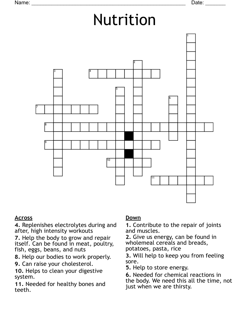Nutrition Crossword