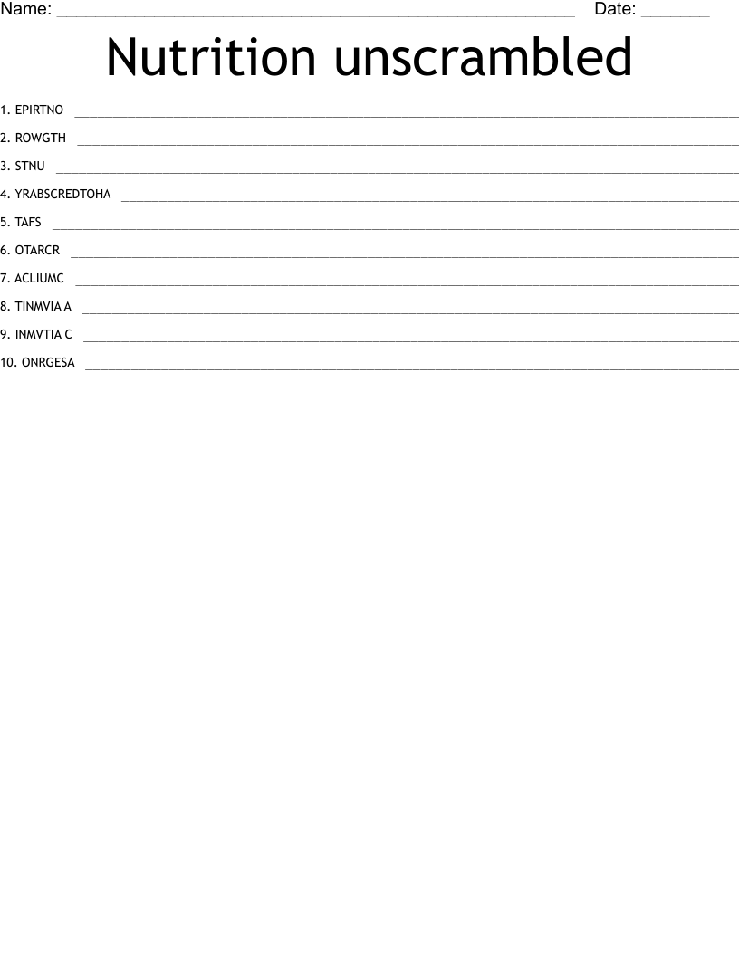 Nutrition unscrambled