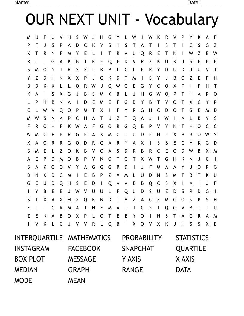 OUR NEXT UNIT - Vocabulary Word Search