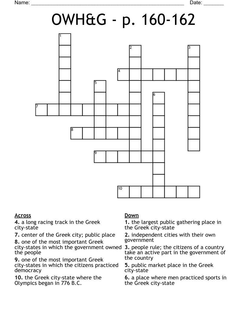 OWH&G - p. 160-162 Crossword