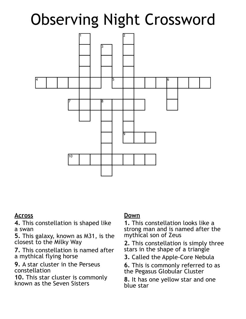 Observing Night Crossword