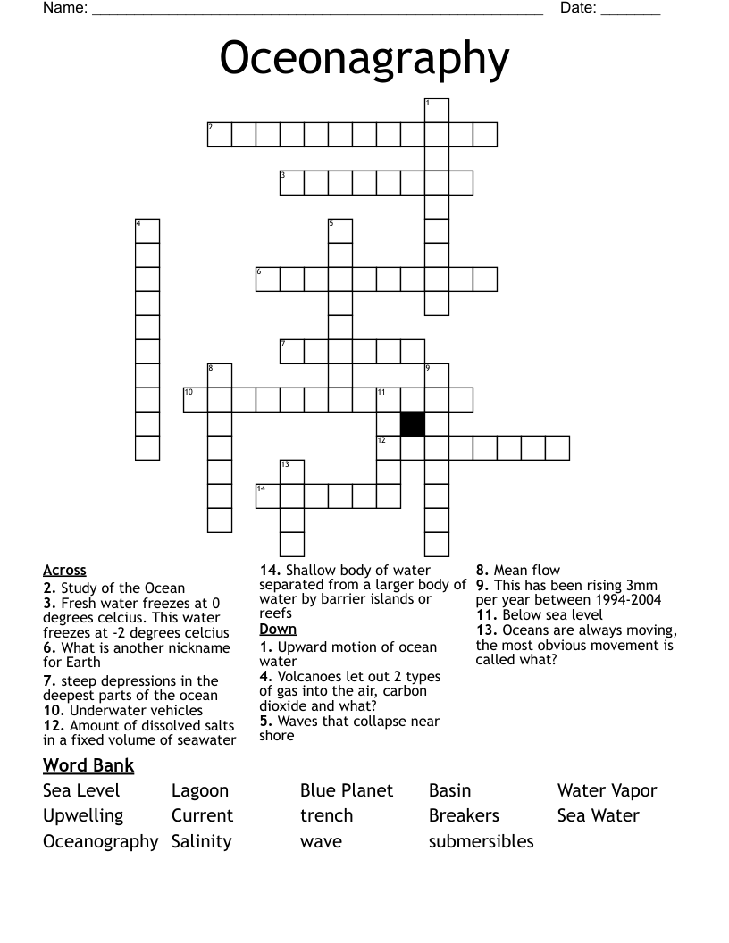 Oceonagraphy Crossword