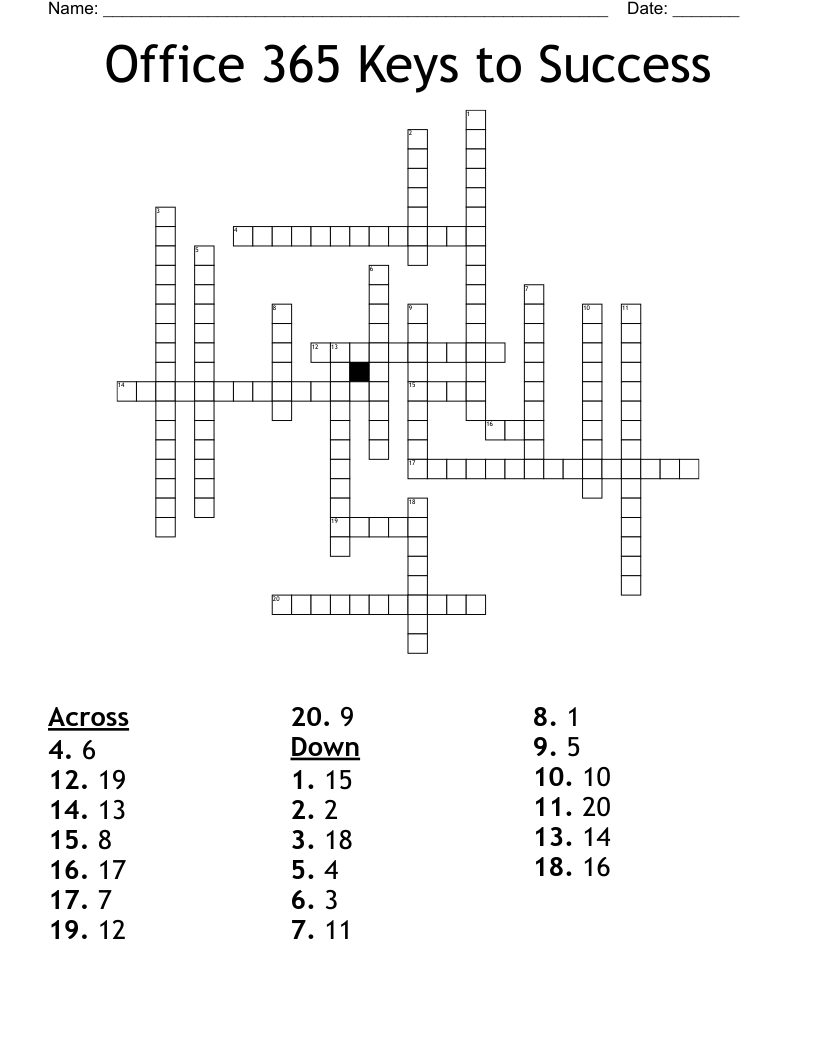 Office 365 Keys to Success Crossword WordMint