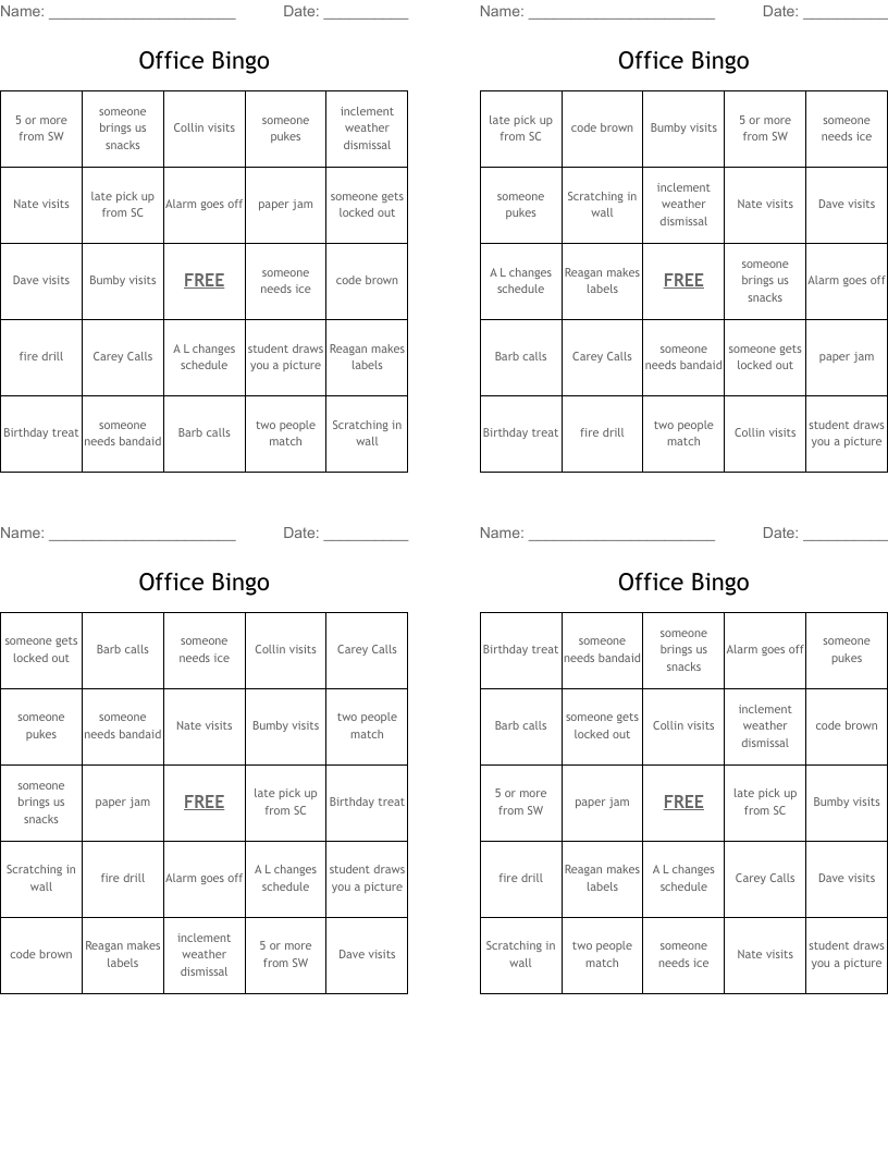 Office Bingo