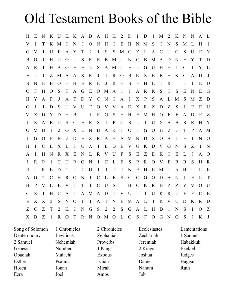 Old Testament Books Of The Bible Word Scramble WordMint