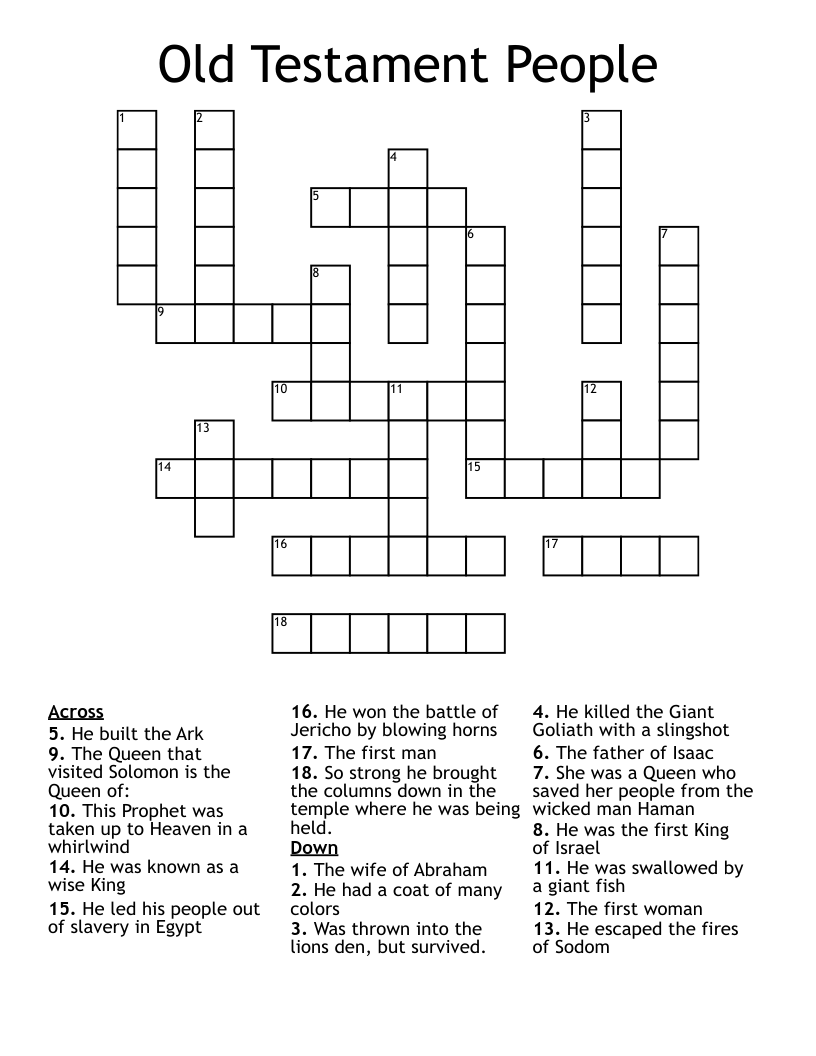 Old Testament Crossword Puzzle Printable