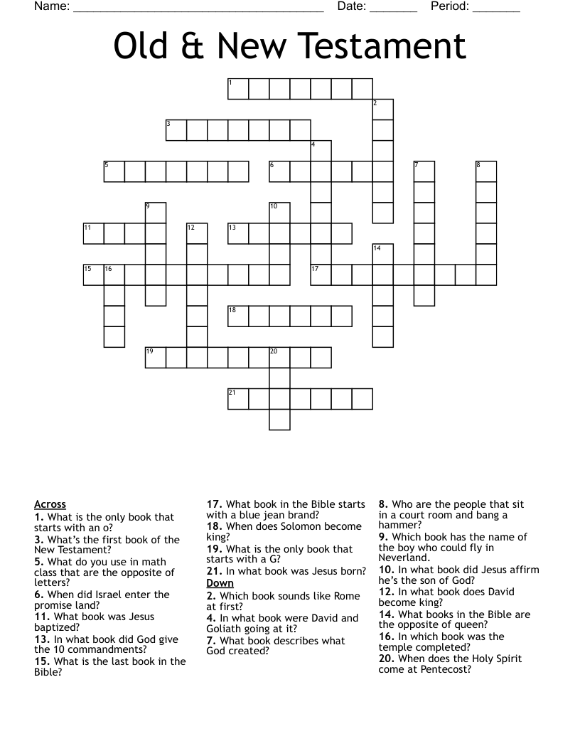 Old Testament Crossword Puzzle Printable