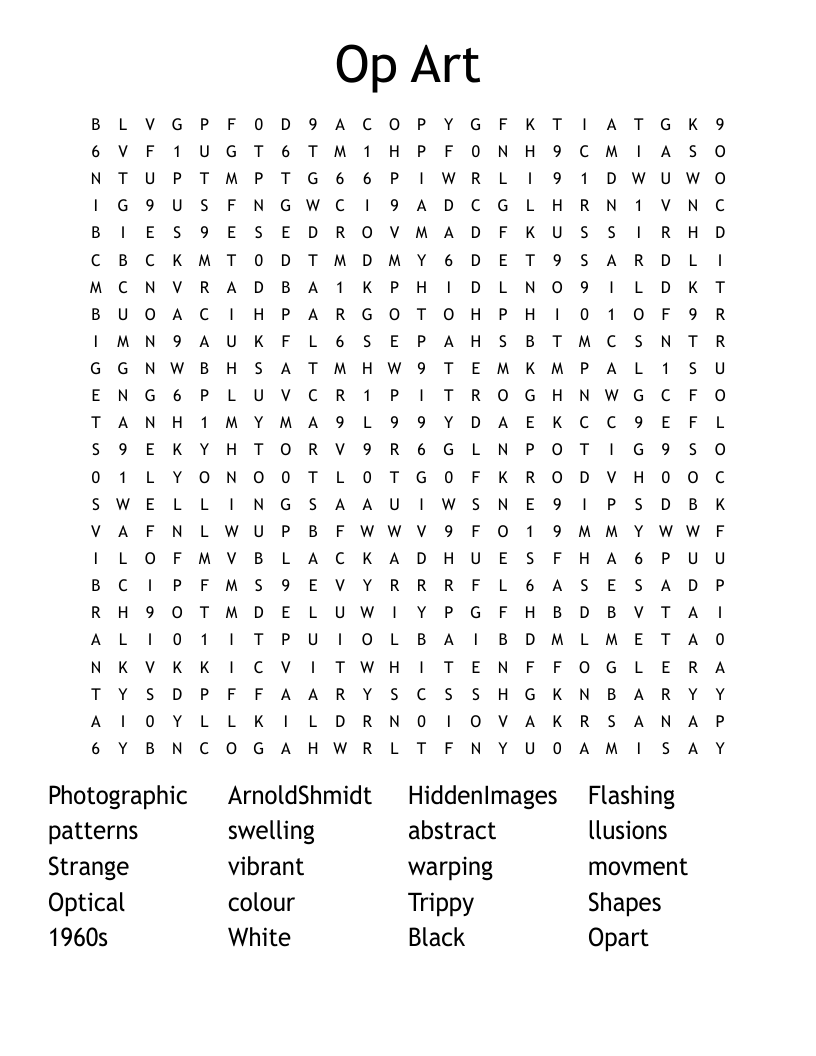 Op Art Word Search