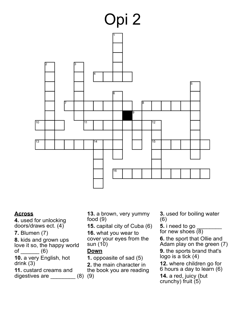 Opi 2 Crossword