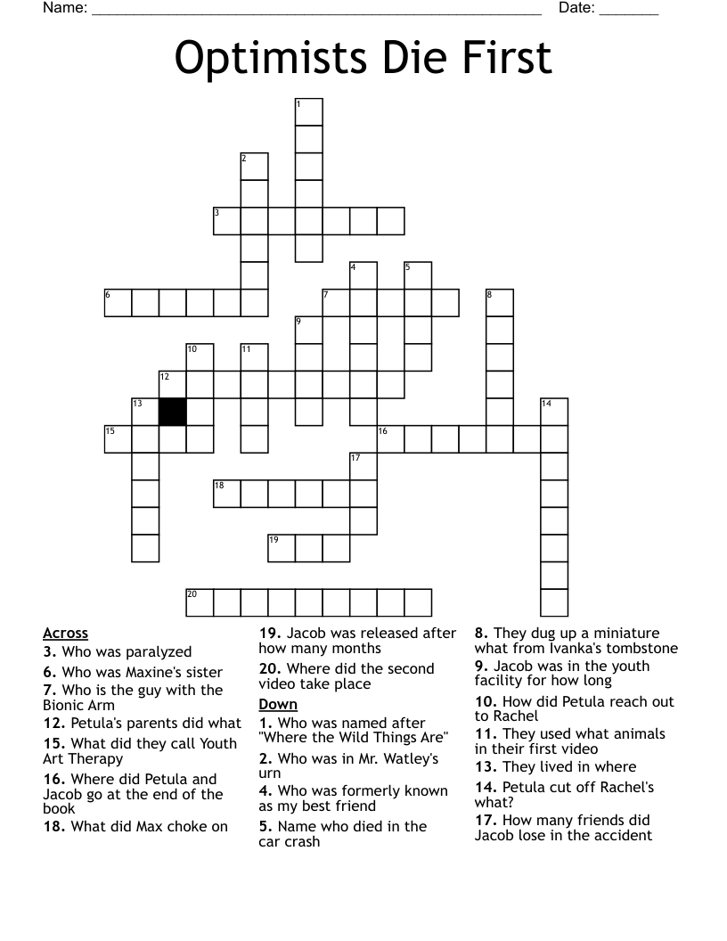 Optimists Die First Crossword