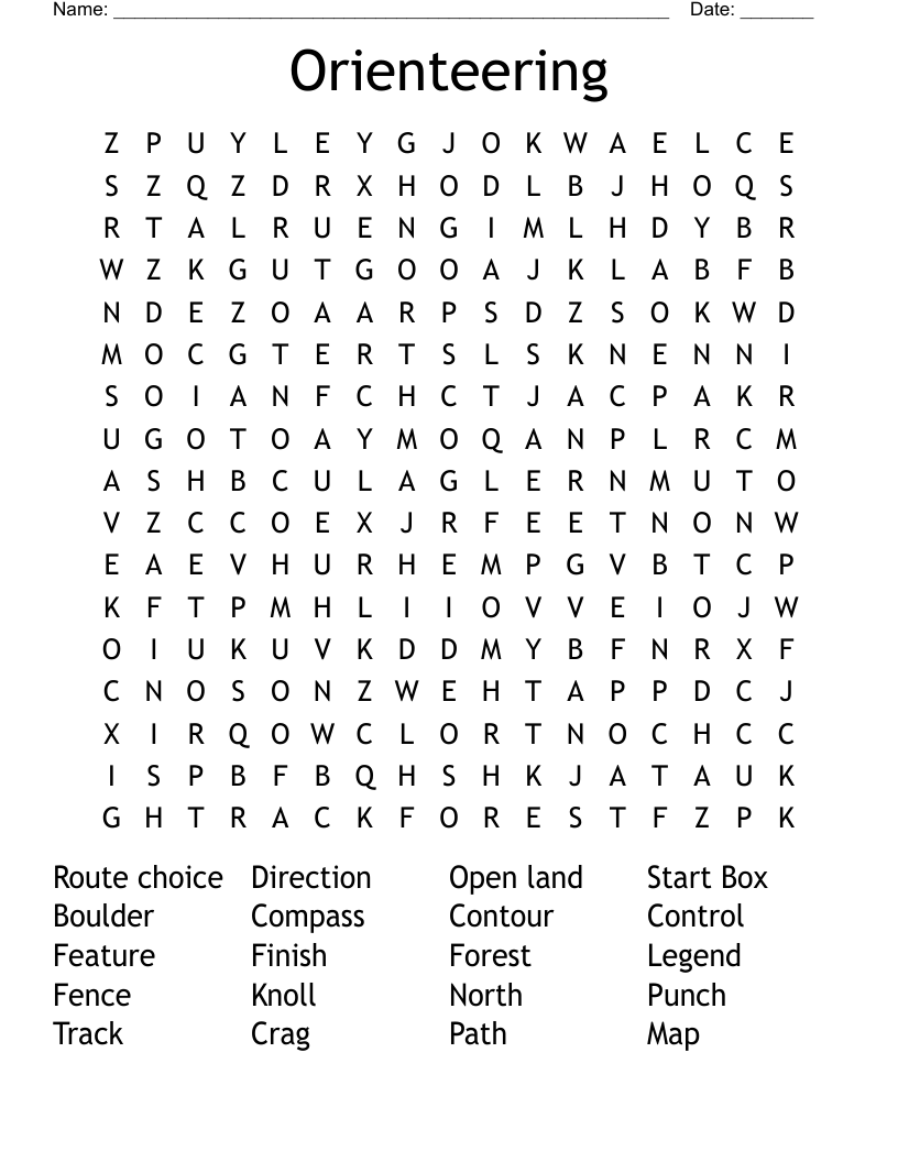Orienteering Word Search
