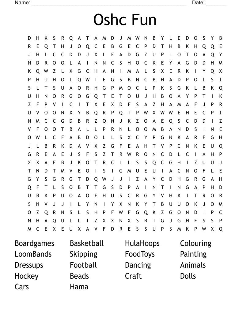 Oshc Fun Word Search