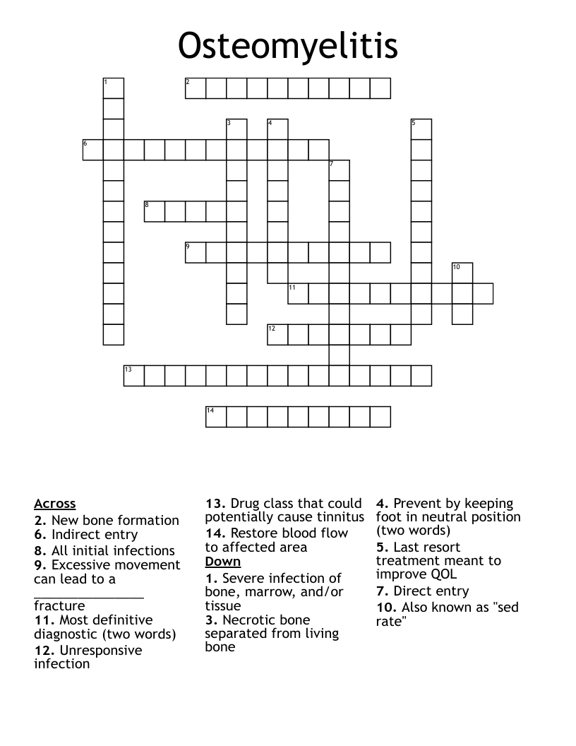 Osteomyelitis Crossword