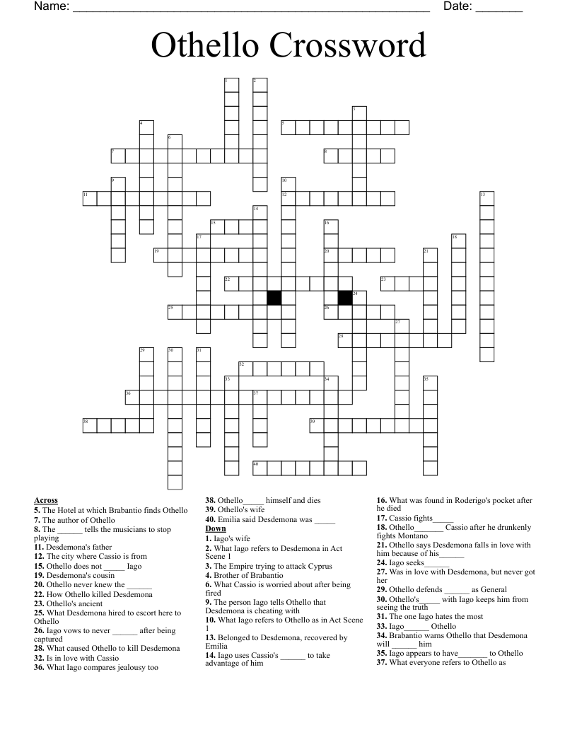 Othello Crossword WordMint
