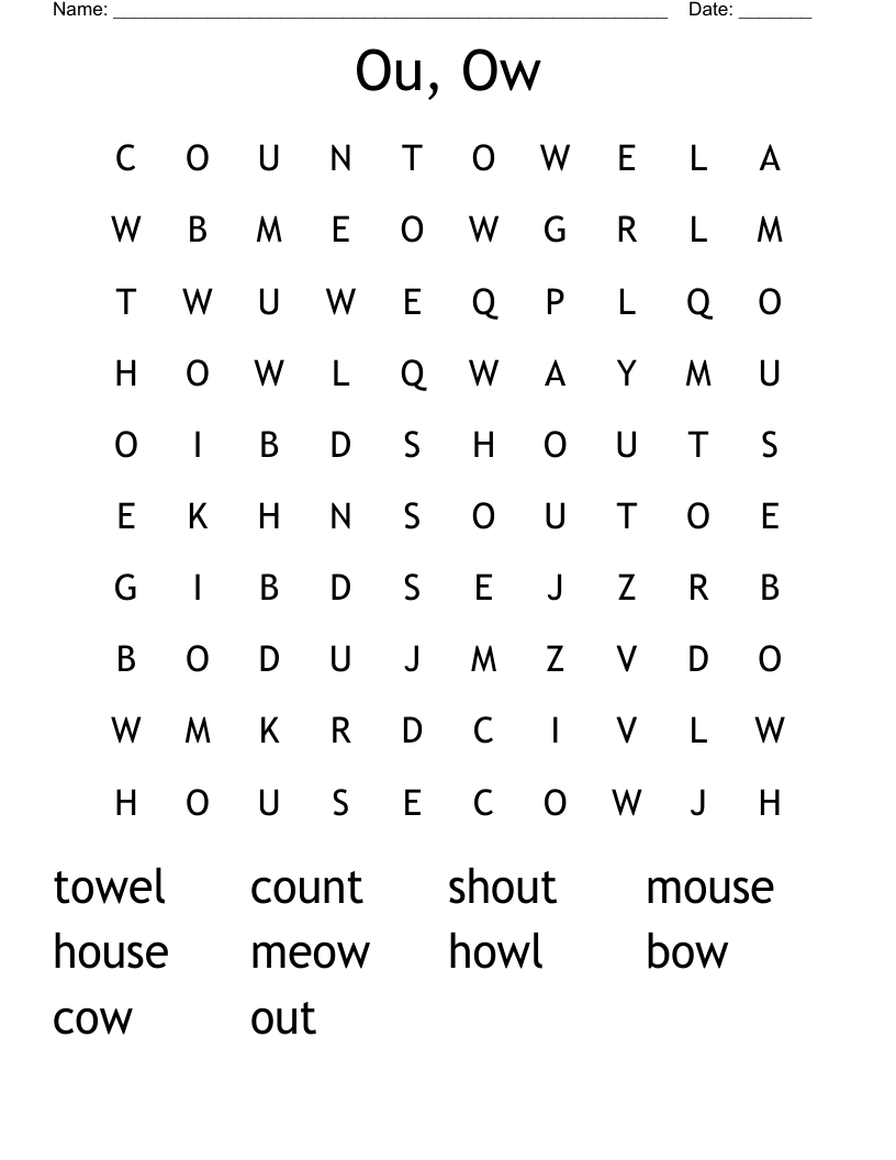 Ou, Ow Word Search