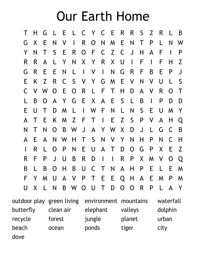 Our Earth Home Word Search