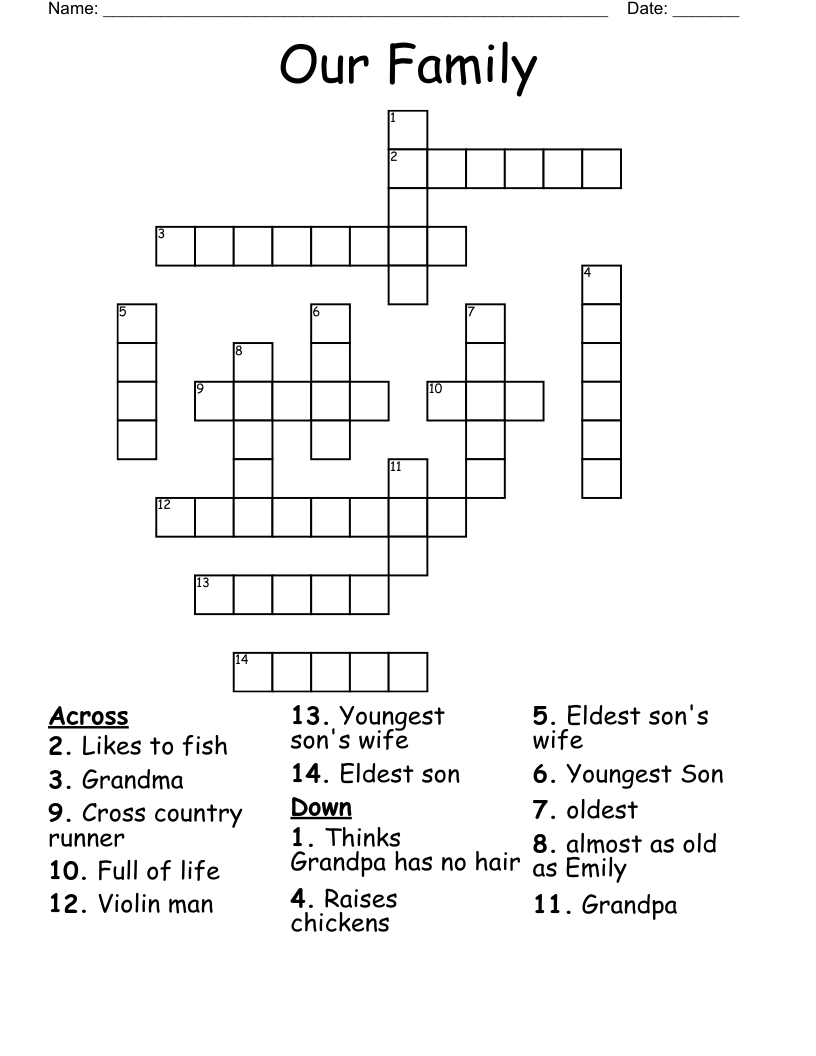 Our Family Crossword WordMint