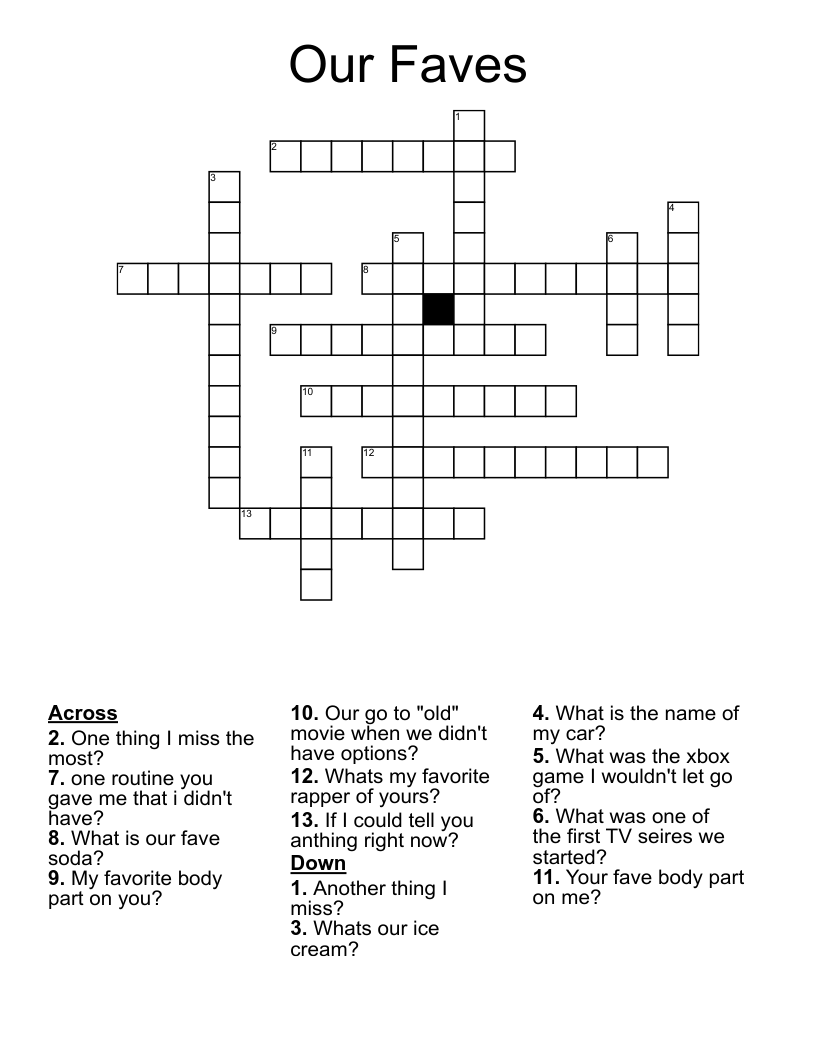 Our Faves Crossword