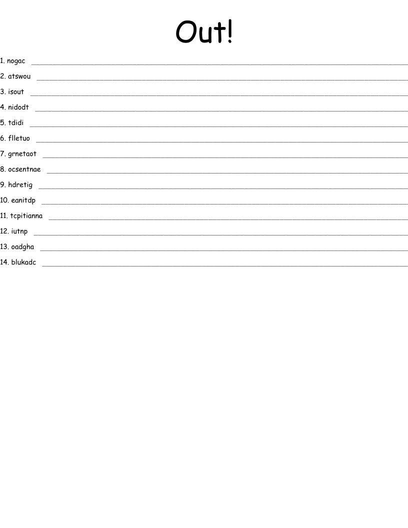Out! Word Scramble WordMint