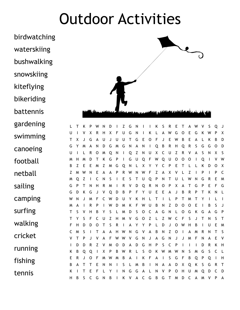 Outdoor Activities Word Search WordMint