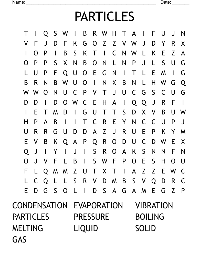 PARTICLES Word Search