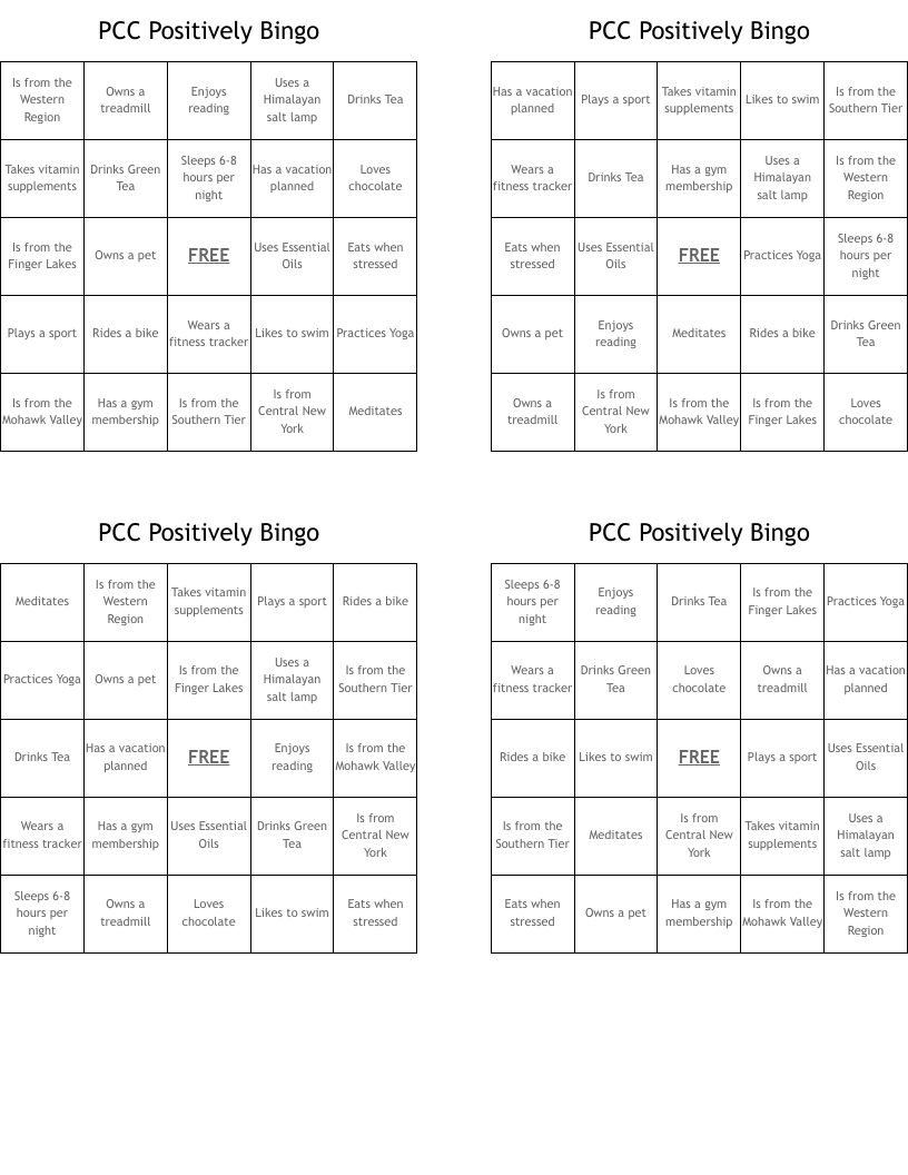 PCC Positively Bingo