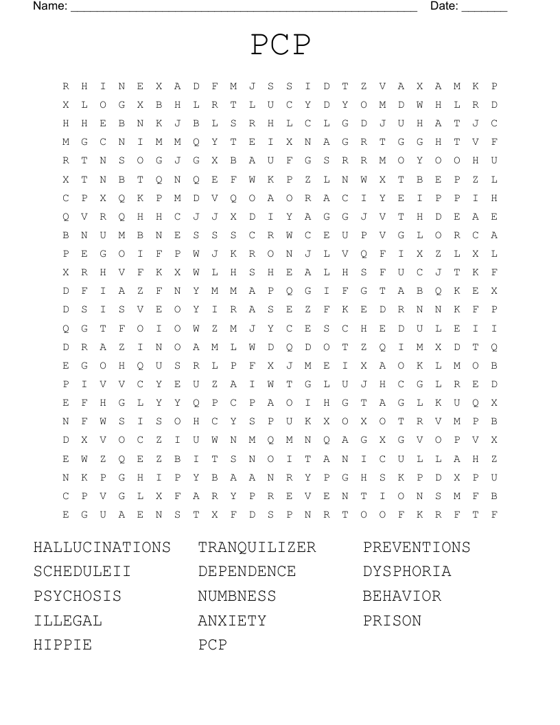 PCP Word Search
