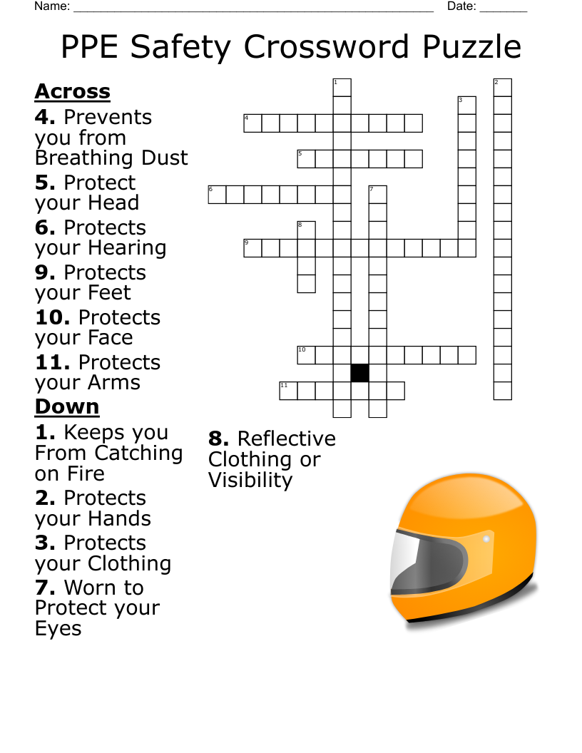 Ppe Safety Crossword Puzzle Answers Ethel Ashley s Crossword Puzzles