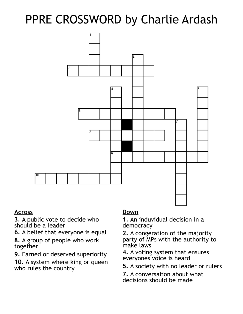 PPRE CROSSWORD by Charlie Ardash WordMint