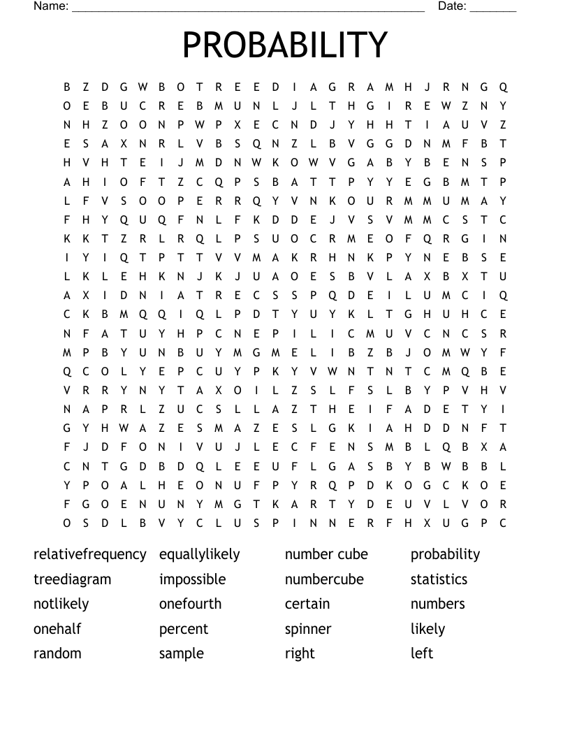 PROBABILITY Word Search - WordMint