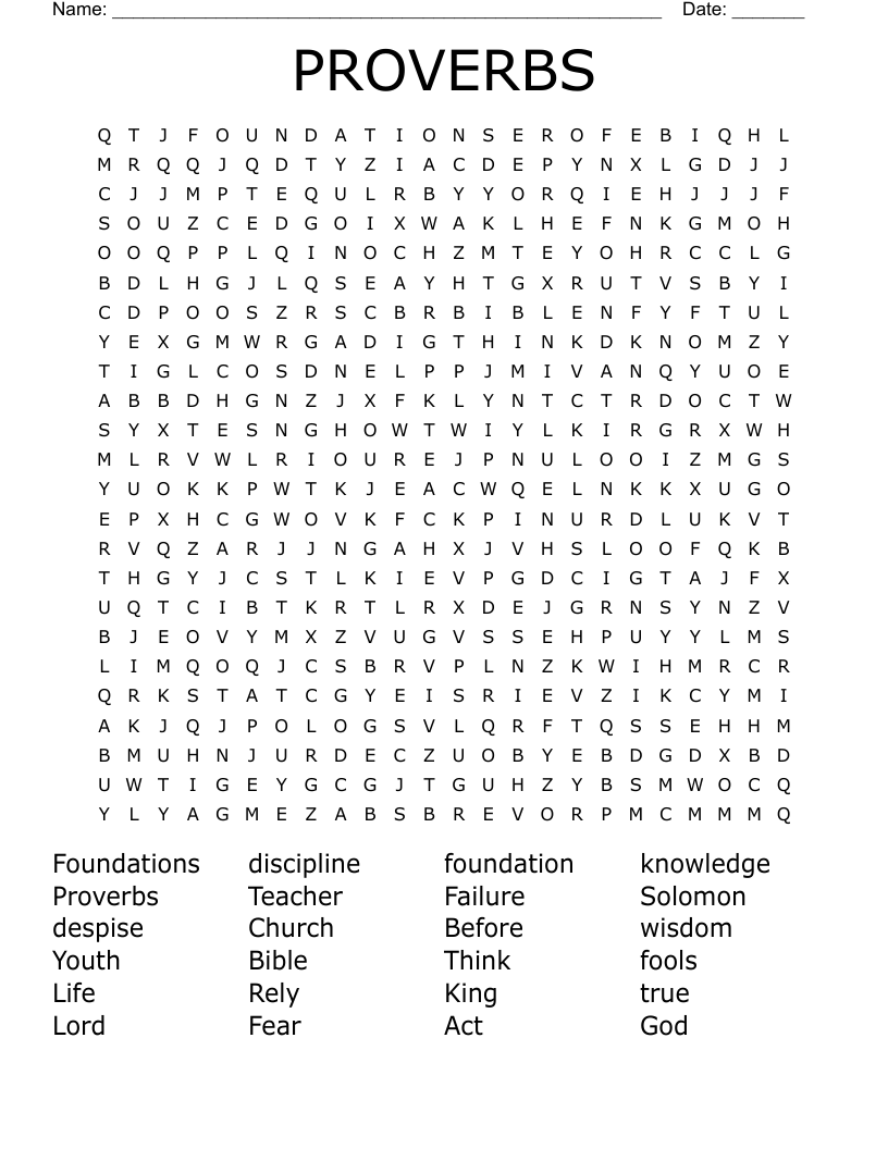 Proverbs Word Search Printable