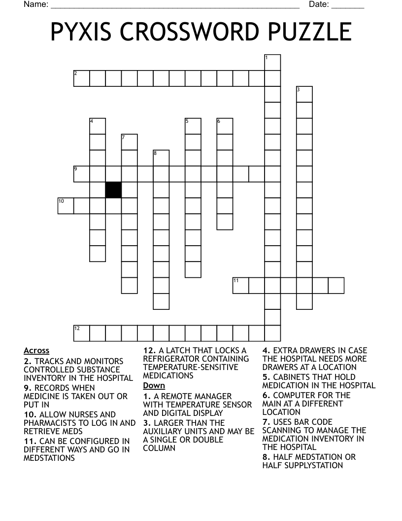 PYXIS CROSSWORD PUZZLE