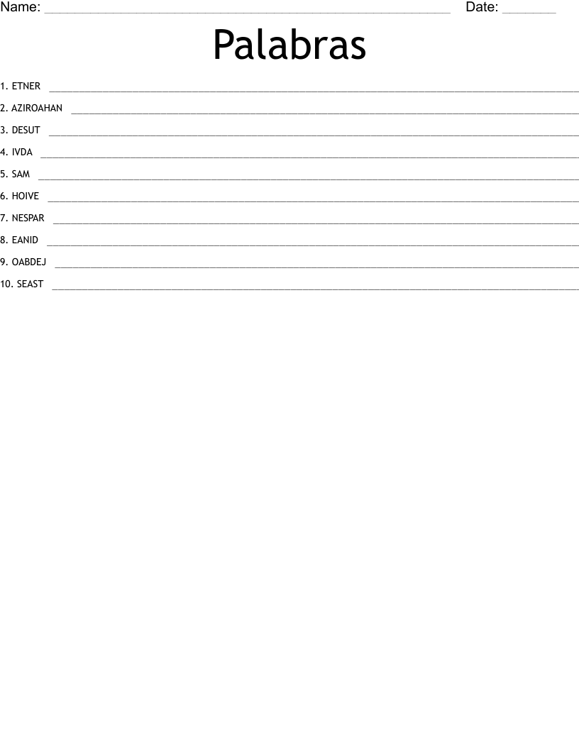 Palabras Word Scramble