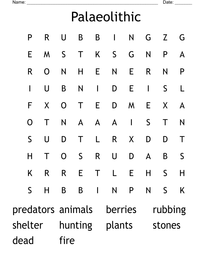 Palaeolithic Word Search