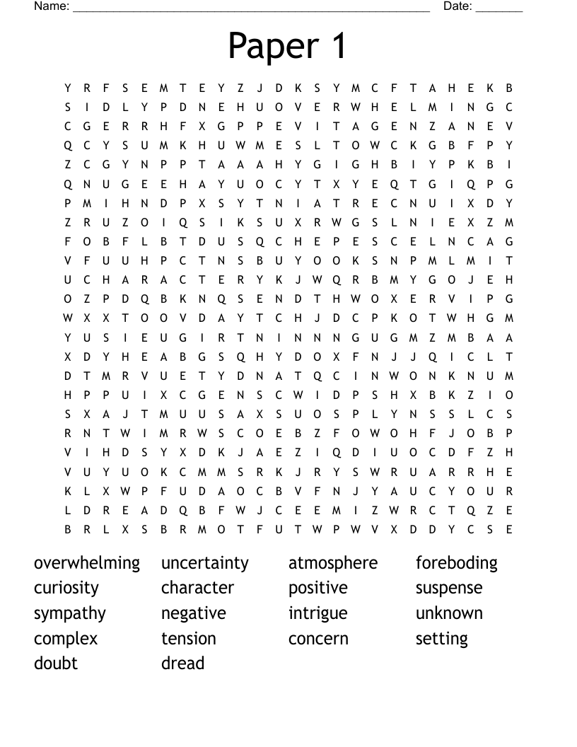 Paper 1 Word Search